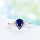 Pear Cut Blue Sapphire Engagement Ring Art Deco Moissanite Wedding Three Stone Bridal Promise Anniversary 10K Rose Gold Jewelry