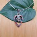 Tt #159 Multicolor Inlay Heart Necklace Pendant With Silver Chain 18 in | Sterling Lovely Southwest