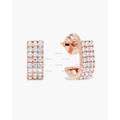 Rose Gold Moissanite Huggies, Bold Diamond Huggie, Huggie Stud Earrings, Delicate Ear Three Row Hoop Earring