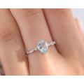 Vintage Silver 1Ct Pear Sky Blue Topaz Womens Engagement Ring, Unique Art Deco Wedding Ring, Dainty Promise Ring For Her