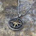 Men Hanmdade Compass Necklace, North Arrow Necklace, Pendant , North Star Necklace, Silver Mens 925K Sterling Silver Necklace