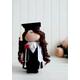 Graduate Doll, Student Tilda Black Color Portrait Doll By Photo, Handmade Cloth Teen Rag - Collection Doll
