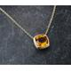 Citrine Cushion Cut Necklace in 18K Gold, Gift For Her Pendant