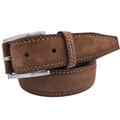 Mens Italian Suede Belt Cognac Tan With Cream Contrast Stitch 35mm