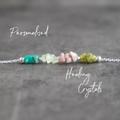 Custom Healing Crystal Necklace, Dainty Raw Stone Necklace For Women in Gold, Sterling Silver & Rose Gift Friend