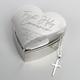 First Holy Communion Heart Personalised Trinket Box & Cross Necklace Gift Set , 1st