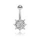 Marquise & Square Flower Cluster Dangling Navel/Belly Bar, Clear Cubic Zirconia, UK Seller
