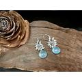 Blue Green Aqua Chalcedony Earrings, Silver Cluster Lever Back Sundance Style Earring, Inspired Jewelry