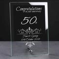 Personalised Engraved Wedding Anniversary Glass Plaque - Gift For Couples Parents 50Th, 40Th