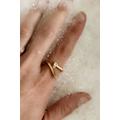 Ring For Woman, Promise Ring, Open Adjustable Gemstone Minimalist Gold Geometric Plated Israeli Jewelry