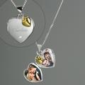 Personalised Sterling Silver Heart Locket Necklace With Diamond & 9Ct Gold Charm Making A Wonderful Gift Comes in Stylish Box