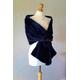 Navy Dark Blue Soft Faux Fur Stole/Wrap Shawl Bolero Shrug - Satin Lining Weddings/Bridal/Formal