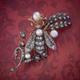 Antique Victorian Diamond Pearl Insect Brooch 2Ct Of With Box