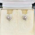 Stunning, Vintage 9Ct, 9K, 375 Gold Diamond | 0.30Ct Cluster Stud Earrings, Circa 1970