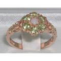 9K Solid Rose Gold Natural Opal & Peridot Cluster Flower Daisy Ring, Seven Stone Pave Promise Ring -Made in England -Customizable