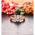 Round Cut 5mm Moissanite 14K Solid Rose Gold Bridal Ring Set, Wedding Anniversary Gifts Ring, Stacking Rings, Promise Rings