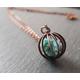 Rough Turquoise Necklace/Natural Crystal Cage Pendant Raw Gemstone Jewellery December Birthday Gift