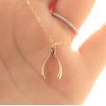 Gold Wishbone Necklace, Graduation Gift, Good Luck Charm, Tiny Dainty Filled, Minimal Layering Necklace