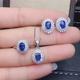 Sapphire Jewelry Set/Natural Ring Earrings Pendant Necklace White Gold Plated S925 Silver