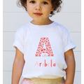 Kids Personalised Heart T-Shirt, Birthday Gift For Toddlers, Girls, Shirt, Kids Name Initial Granddaughter