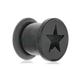 1 X Pvd Black Tunnel Eyelet Cast Surgical Steel - Star Casting Ear Flesh Plug With O-Ring 4mm 5mm 6mm 8mm 10mm 12mm Sold As Piece