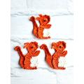 Set Of 3 Crochet Squirrels, Red Squirrel Applique, Squirrel, Craft Embellishments, Sewing Accessories, Scrapbooking