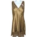 Vintage Inner Most Sears Chemise Nightgown M Brown Chiffon Accordion Hem Intimate