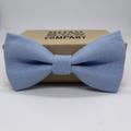 Irish Linen Bow Tie in Light Blue - Pre-Tied, Self-Tie, Boy's Sizes, Pocket Square & Cufflinks