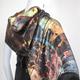 Festival Scarves, Trippy Reversible Sided Poly-Satin Scarf , "Fractal Patchwork