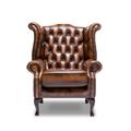 Chesterfield Queen Anne High Back Wing Chair in Autumn Tan Leather