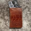 Leather Money Clip Walletpersonalized Minimalist Wallet/Slim Card Wallet/ Brown Ostrich Leg Small Wallet