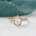 Floral Moissanite Engagement Ring Halo Vintage Rose Gold Women Diamond Pave Claw Prongs Unique Wedding Anniversary Gift