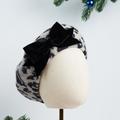 Grey Leopard Print Wool Felt Beret Hat With Black Velvet Ribbon Bow, French Hat, Winter