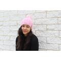 Womens Winter Hat, Knit Slouchy Pink Hat - With Pom The Pryanka