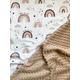 Boho Rainy Baby Blanket, Rainbow Nursery Crib Newborn Bedding, Neutral Shower Gift