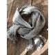 Linen Scarf, Rustic Shawl, Extra Long Scarf, Pure Linen Frayed Edges, Taupe Natural Grey Brown