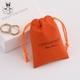 50 Orange Microfiber Personalized Color Logo Drawstring Bags Custom Jewelry Necklace Packaging