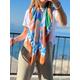 Silk Satin Blend Spring Scarf, Perfect Gift For Women, Head Light Blue Brown Neck Hair Multicolor Scarf