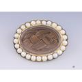 C1846 Lovely Victorian 14K Gold Pearl Memorial Hair Brooch/Pin Mourning