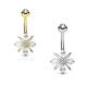 star Design Cubic Zirconia Gold Or Silver Coloured Navel/Belly Bar, 1.6mm By 10mm, UK Seller