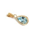 Solid 9Ct Gold Blue Topaz Teardrop Necklace Pendant No Chain With Free Gift Box