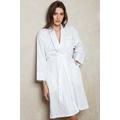 Cottonreal Ladies Dressing Gown Robe 100% White Cotton Superfine Shadow Stripe | Crp300-C