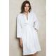 Cottonreal Ladies Dressing Gown Robe 100% White Cotton Superfine Shadow Stripe | Crp300-C