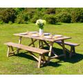 Rustic Solid Wood Reclaimed Outdoor Dining Table Set, Table, Benches