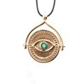 Eye Of Horus Necklace, 14K Gold Evil Necklace With Emerald Green Agate, Good Luck Charm, Pendant, Greek Jewelry Meaningful Gift