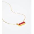 Ruby Bar Necklace Birthstone For July, Custom Name Personalized, Dainty Gold Gemstone Necklace, Adira Series, Baguette