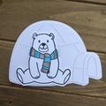 Igloo Shaped Card, Polar Bear Pink Christmas Winter Baby First Bears