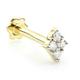 14Ct Gold Rhombus Diamond Cartilage Stud - Internally Threaded Labret Yellow Tragus Helix Flat Back Internal Thread