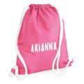 Premium Draw-String Bag Personalized/Printed With Name - Backpack Gymsac Pump/Swim Bag Chunky Draw Strings True Pink