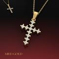 14K Gold Cross Charm Necklace - Christmas Gift For Men & Women Unisex Religious Pendant Jewelry Zircon Stone